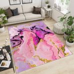 Büyük 180 x 270 cm Soyut Sanat Halı - Oturma Odası Daire Villa Otel için Muhteşem Mor Pembe Alan Halısı Makinede Yıkanabilir Çapkın Bataklık Tasarımı - Toplantı Odası ve Çiftlik Evi için Mükemmel