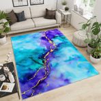 Büyük 180x270cm Soyut İndigo Gradyan Halı - Oturma Odası için Zarif Mor Mavi Alan Halısı Makinede Yıkanabilir Daire Villa Otel ve Toplantı Odası için Benzersiz Tasarım