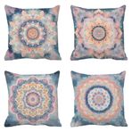 Büyük 50 cm x 50 cm Dış Mekan Su Geçirmez Minder Seti 4'lü Set - İlkbahar/Yaz Bahçe Mobilyaları ve Veranda Konforu için Çift Taraflı Baskılı Pembe ve Gri Dekoratif Yastık Kılıfları