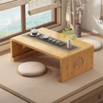 Büyük Bambu Katlanabilir Sehpa - Japon Sunağı ve Meditasyon Masası, Oturma Odası, Yemek Odası ve Ev Dekoru için Taşınabilir Düşük Tasarım - Katlanabilir Kütük Stili