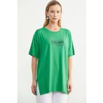 Buyuk Beden Baskili Bluz - Yesil