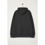 Büyük Beden Bol Kapüşonlu Standart Kol Geniş Kesim İçi Polar Sıcak Tutan Nakışlı Sweatshirt