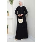 Büyük Beden Boncuklu Taşlı Anne Elbisesi Siyah HM2693 - 52