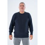 Büyük Beden Erkek Lacivert Bisiklet Yaka Pirinç Örgü Pamuk Triko Kazak TRIST-2112 - 6XL