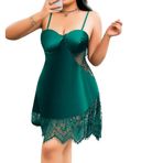 Büyük Beden Fantazi Gecelik, YEŞİL SATEN (YEŞİL, 4XL)