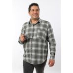 Büyük Beden Haki Ekose Gabardin Erkek Gömlek (BTL-7114-TSS) - 4XL