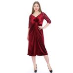 Büyük Beden Kadife Abiye Elbise 92-8755 Bordo