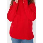 Büyük Beden Kadın Modern Tarz Rahat Uzun Yarım Balıkçı Yaka Düz Kol Uzun Triko Kazak
