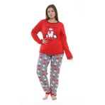 Büyük Beden Kadın Pijama Takımı (Kırmızı, 4XL)