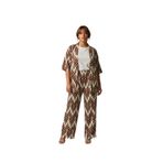 Büyük Beden Kimono Hırkalı 2’li Takım – Bürümcük Kumaş Oversize Şık Set-Kahverengi-3XL