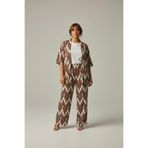 Büyük Beden Kimono Hırkalı 2’li Takım – Bürümcük Kumaş Oversize Şık Set-Kahverengi-4XL