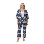 Büyük Beden Kimono Hırkalı 2’li Takım – Bürümcük Kumaş Oversize Şık Set-Lacivert-2XL