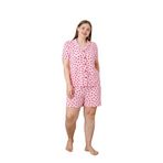 Büyük Beden Kısa Kollu Milan Gömlek Pijama Takımı- Genç Anne Serisi Pembe 3XL
