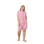 Büyük Beden Kısa Kollu Milan Gömlek Pijama Takımı- Genç Anne Serisi Pembe XL