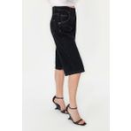 Büyük Beden Moda Denim Yüksek Bel Dar Paça Gündelik Siyah Yüksek Bel Skinny Şort Bermuda