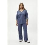 Büyük Beden OŞHO Modal Kumaş Şeritli Takım | Spor Şık Rahat Eşofman Seti M-6XL-Gri-3XL