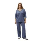 Büyük Beden OŞHO Modal Kumaş Şeritli Takım | Spor Şık Rahat Eşofman Seti M-6XL-Gri-L