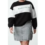 Büyük Beden Oversize Bisiklet Yaka Düşük Kol Kalın İçi Polarlı Nakış Detaylı Örme Sweatshirt