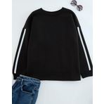 Büyük Beden Oversize Bisiklet Yaka Düşük Kol Uzun Şerit Geniş Kalıp İnce Örme Sweatshirt