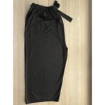 Büyük Beden Pamuklu Likralı Viskon Ince Yazlık Cepli Penye Kapri Pijama Pantolon Siyah - 5xl