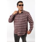 Büyük Beden Siyah-Gri Ekose Yünlü Flanel Erkek Gömlek (BTL-7109-TSS) - 6XL