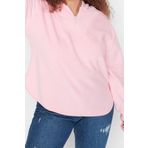 Büyük Beden Tarz Oversize Kapüşonlu Düşük Kol Regular Kalın Polar Örme Sweatshirt