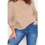 Büyük Beden Tarz Regular Bisiklet Yaka Balon Kol Regular Selanik İnce Örme Sweatshirt