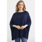 Büyük Beden Truvakar Kol Triko Kazak - Lacivert