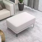 Büyük Beyaz Deri Osmanlı Ayak Dayanağı, Ayakkabı Değiştirme için Kare Puf Tabure Tezgahı, Oturma Odası için Büyük Boy Döşemeli Sehpa 80x60x42cm