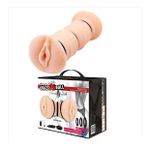 Büyük Boy 19 CM Çift Taraflı Titreşimli Realistik Suni Vajina Mastürbatör