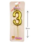 Büyük Boy 3 Rakam Gold Mum 12Cm