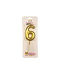 Büyük Boy 6 Rakam Gold Mum 12Cm