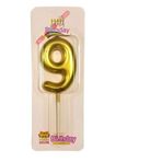 Büyük Boy 9 Rakam Gold Mum 12Cm