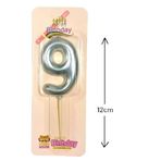 Büyük Boy 9 Rakam Gümüş Mum 12Cm
