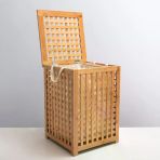 Büyük Boy Ahşap Bambu Kirli Sepeti 45X45x62