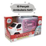 Büyük Boy Ambulans Arabalı 10 Parça Doktor Seti – 2İn1 Oyun Seti