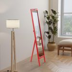 Büyük Boy Ayna Doğal Masif Ağaç Çerçeveli Kırmızı Ayna 38x143 Cm