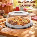 Büyük Boy, Geçmeli Kilitli, Kapaklı Kulplu Yaş Pasta, Kek Taşıyıcı, Yuvarlak, Bpa İçermeyen Kek Fanusu, Börek, Çörek Saklama Kabı,, Turta, Kurabiye Taşıma Kutusu (Lacivert)