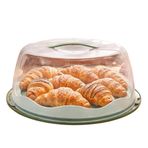 Büyük Boy, Geçmeli Kilitli, Kapaklı ve Kulplu Yaş Pasta, Kek Taşıyıcı, Yuvarlak Fanus, BPA İçermeyen Kek Fanusu, Börek, Çörek Saklama Kabı, Cupcake, Turta, Kurabiye Taşıma Kutusu (Yeşil)