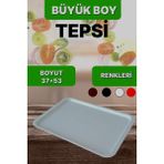 Büyük Boy Plastik Beyaz Yemekhane Servis Tepsisi(53×37) Beyaz