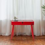 Büyük Boy Sandıklı Masif Ağaç Sehpa Kırmızı 62x32 Cm
