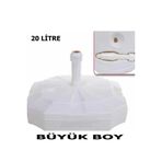 Büyük Boy Şemsiye Bidonu Plaj Bahçe Şemsiyelerine Uyumlu Şemsiye Altlığı 20 Litre (Beyaz)