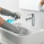 Büyük Boy Silikon Bulaşık Eldiveni | Fırçalı, Ovma Yüzeyli | Yanmaz, Su Geçirmez, Çok Amaçlı | Mutfak, Banyo, Araba Temizliği | Gıda Uyumlu