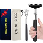 Büyük Boy Sırt Scratcher Hediye Seti, 2 Paket, Yükseltilmiş Metal Paslanmaz Çelik Teleskopik Geri Scratcher Aracı Tuval Taşıma Çantası ile