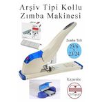 Büyük Boy Zımba Makinesi 1 Adet 9210 Arşiv Tipi Zımba Makinası 210 Yaprak Kapasiteli Zımba Teli Hediyeli Kollu Zımba