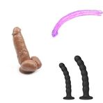 Büyük Çaplı Dildo Emme Tabanı + Devasa Çift Uçlu Dildo 450 mm + Vantuzlu Anal Boncuklar 2'li Set