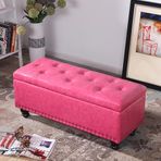 Büyük depolama tabure tezgah yatak sonu yastıklı suni deri koltuk şık koridor Footrest ve depolama göğüs Modern ev dekor uzay tasarrufu tasarım