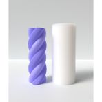 Büyük Desenli Swiral Mum Silikon Kalıp - Dekoratif Büyük Silindir Mum Kalıbı 15 x 5.2 cm - Beyaz - Adet