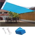 Büyük, dikdörtgen güneş tentesi, mavi, 8 x 8,5 m, UV koruması, teras, parti, arka bahçe için dış çatı, sabitleme halatlı nefes alan kumaş, çim ve bahçe için ideal