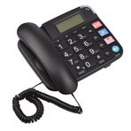 Büyük Düğmeli Siyah Kablolu Telefon Masa Sabit Telefon Telefon Desteği Eller Serbest/Tekrar Arama/Flaş/Hızlı Arama/Yaşlı Yaşlılar için Zil Kontrolü Ev Ofis İş Otel